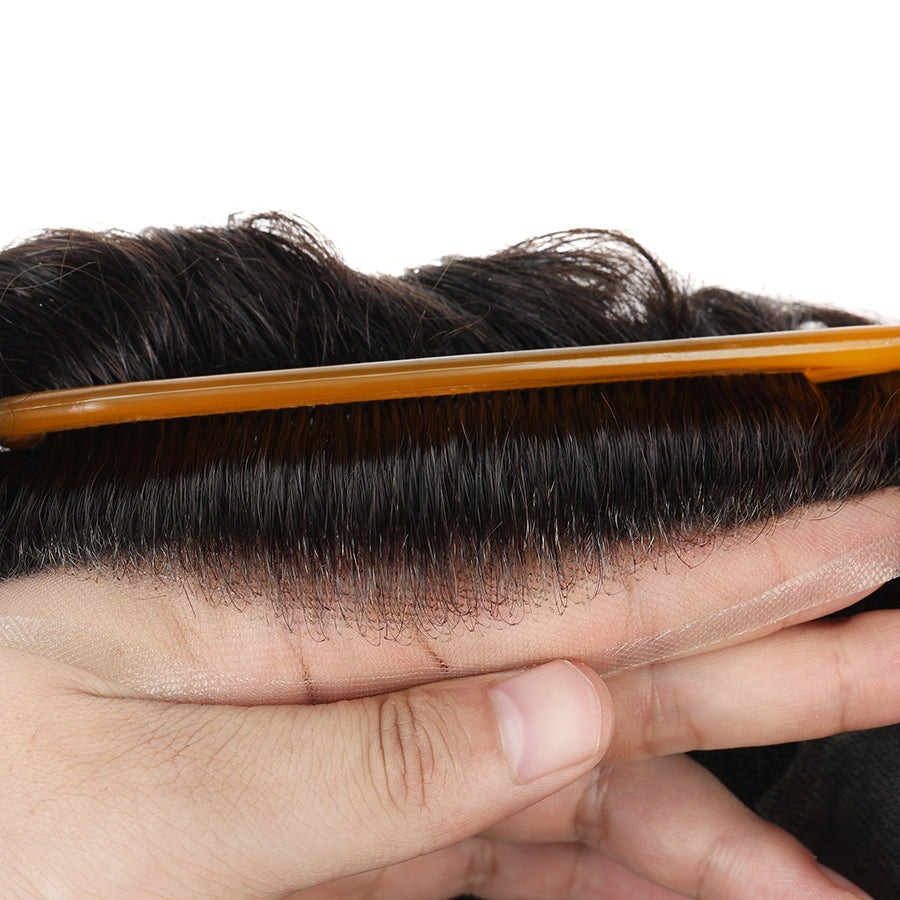 Q6 SWISS LACE HAIR SYSTEM WITH POLY SIDE AND BACK BLEACHED KNOTS - Image 4